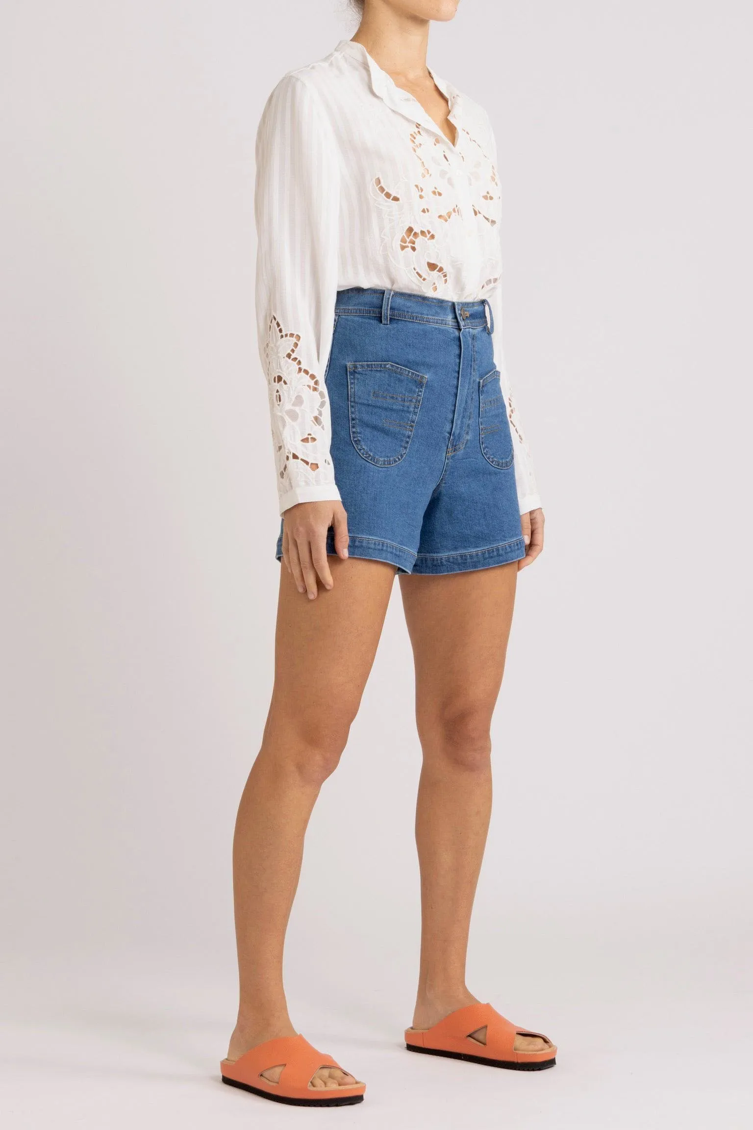 Tessa Embroidered Cutout Shirt