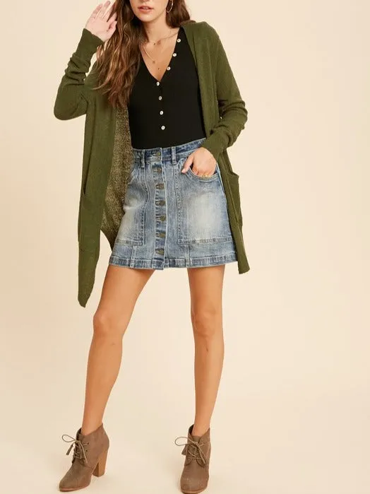 Tread Lightly Denim Button Down Front Skirt