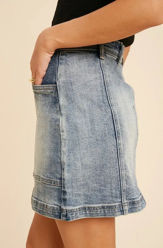 Tread Lightly Denim Button Down Front Skirt