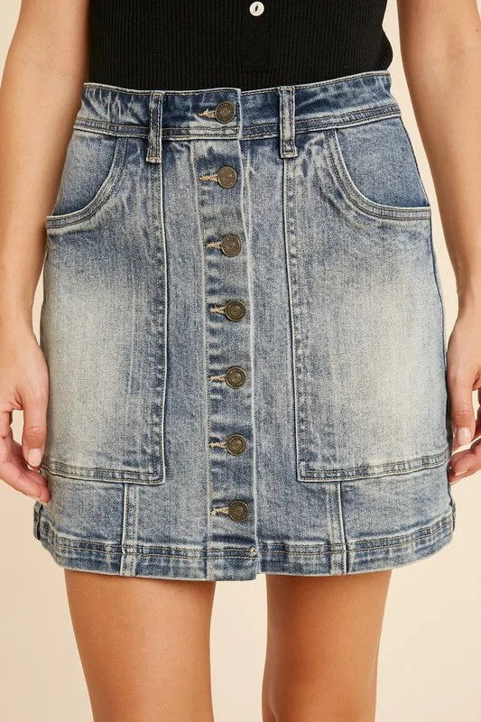 Tread Lightly Denim Button Down Front Skirt