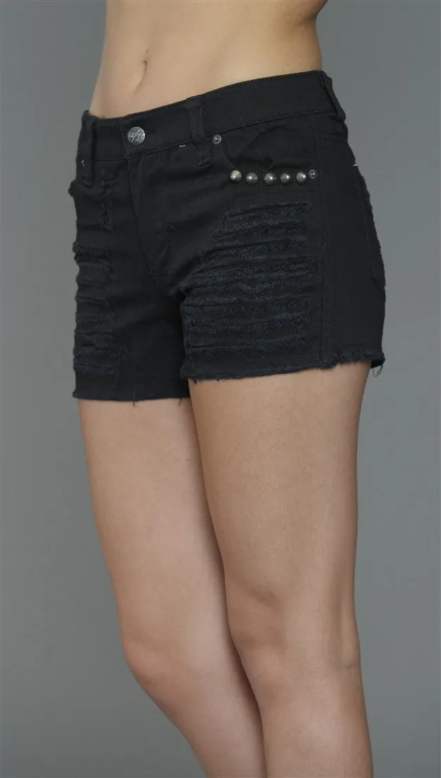 Tripp NYC The Apocalyptic Ripped & Studded Jean Short