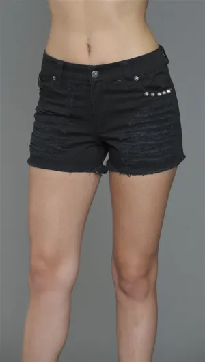 Tripp NYC The Apocalyptic Ripped & Studded Jean Short