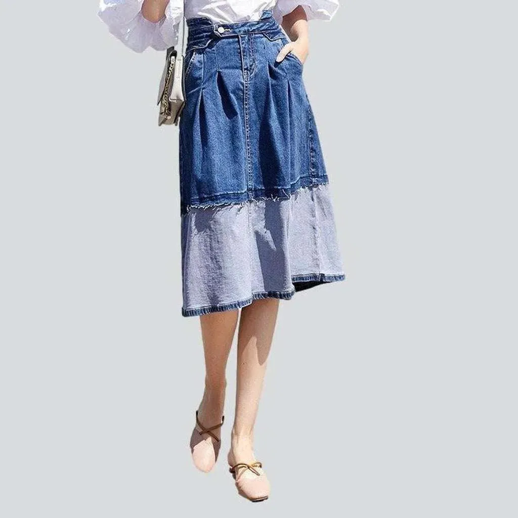 Two sided patchwork denim skirt