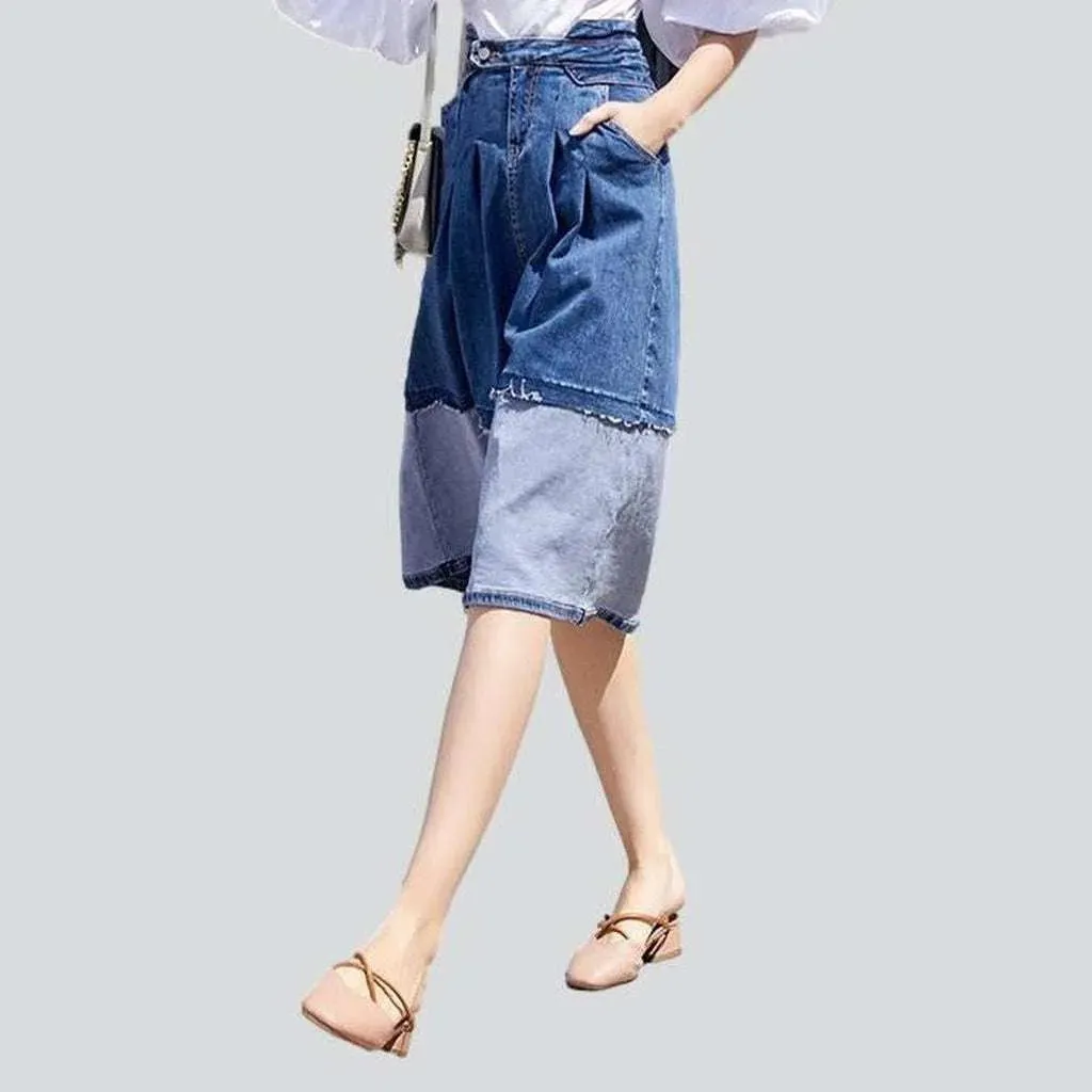 Two sided patchwork denim skirt