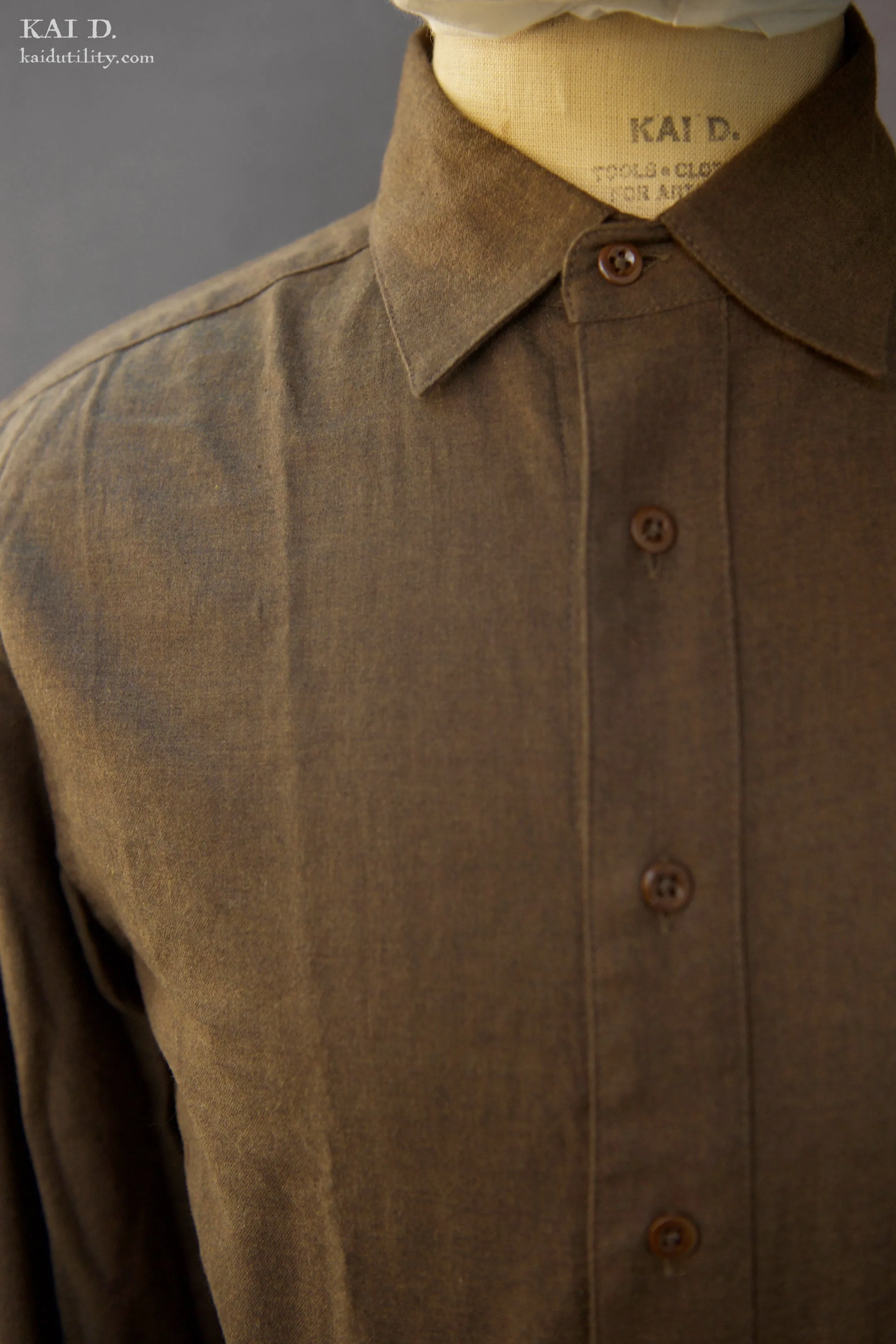 Ultra Soft Heather Cotton Denham shirt - Olive Brown - M, L