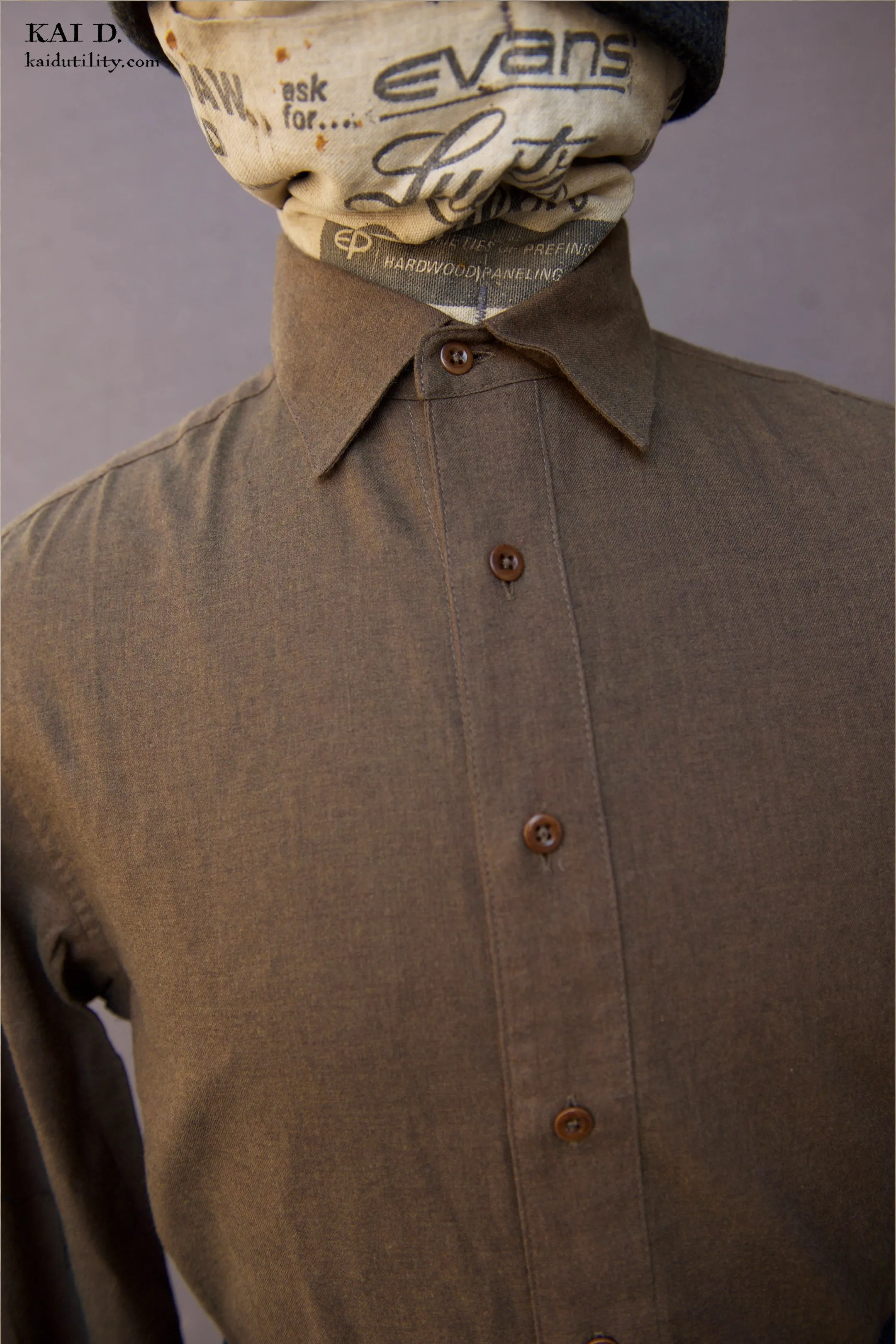 Ultra Soft Heather Cotton Denham shirt - Olive Brown - M, L