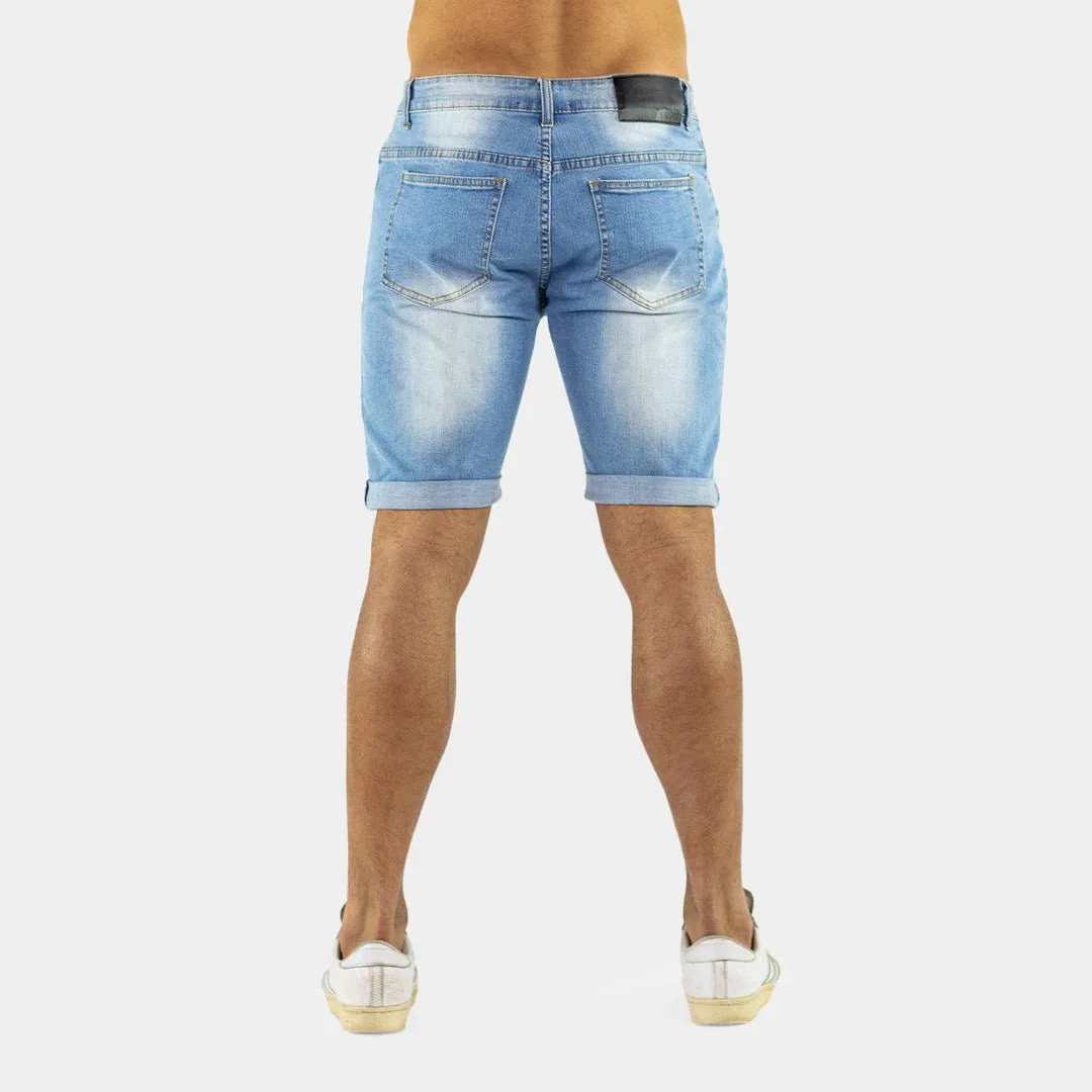 Ultra Stretch Denim Shorts - Blue Ripped