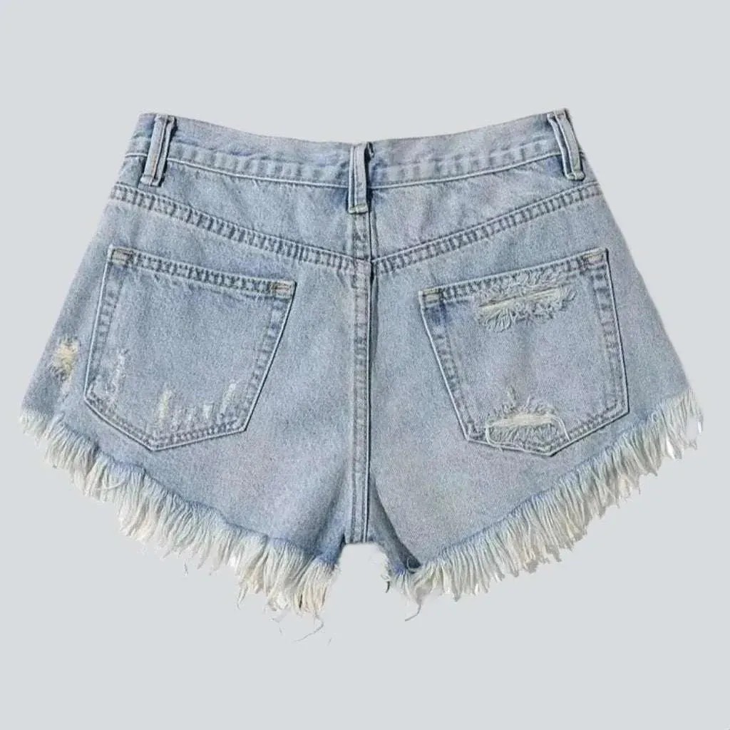 Wide women's distressed jean shorts