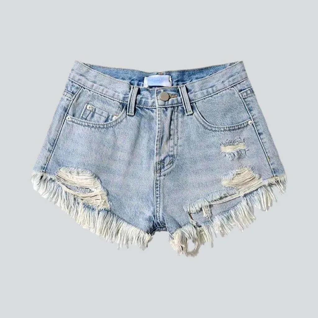 Wide women's distressed jean shorts