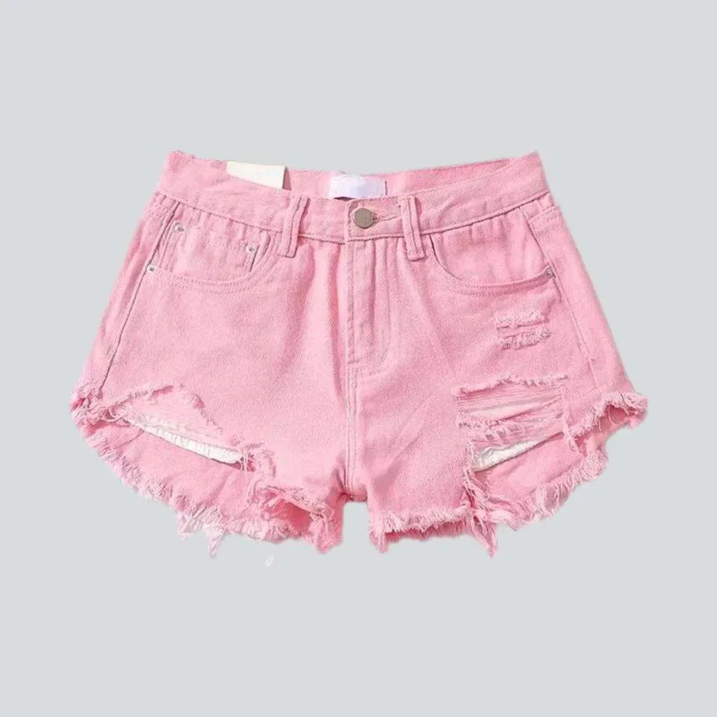 Wide women's distressed jean shorts